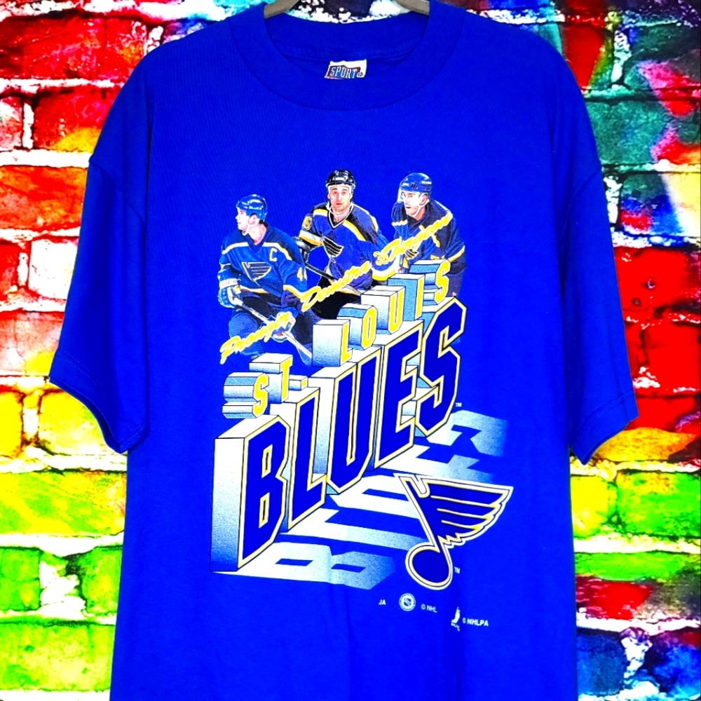 Vintage 1999 Chris Pronger, Pavol Demitra and Pierre Turgeon STL Blues Tee